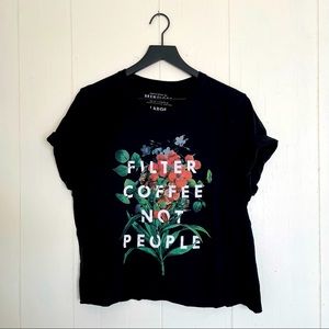 Filter Coffee Not People Vintage Style Floral Graphic Cropped Top